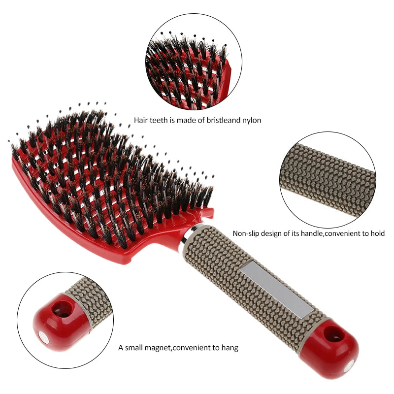 Hair Scalp Massage Comb Hairbrush Bristle Nylon Women Wet Curly Detangle Hair Brush for Salon Hairdressing Styling Tools