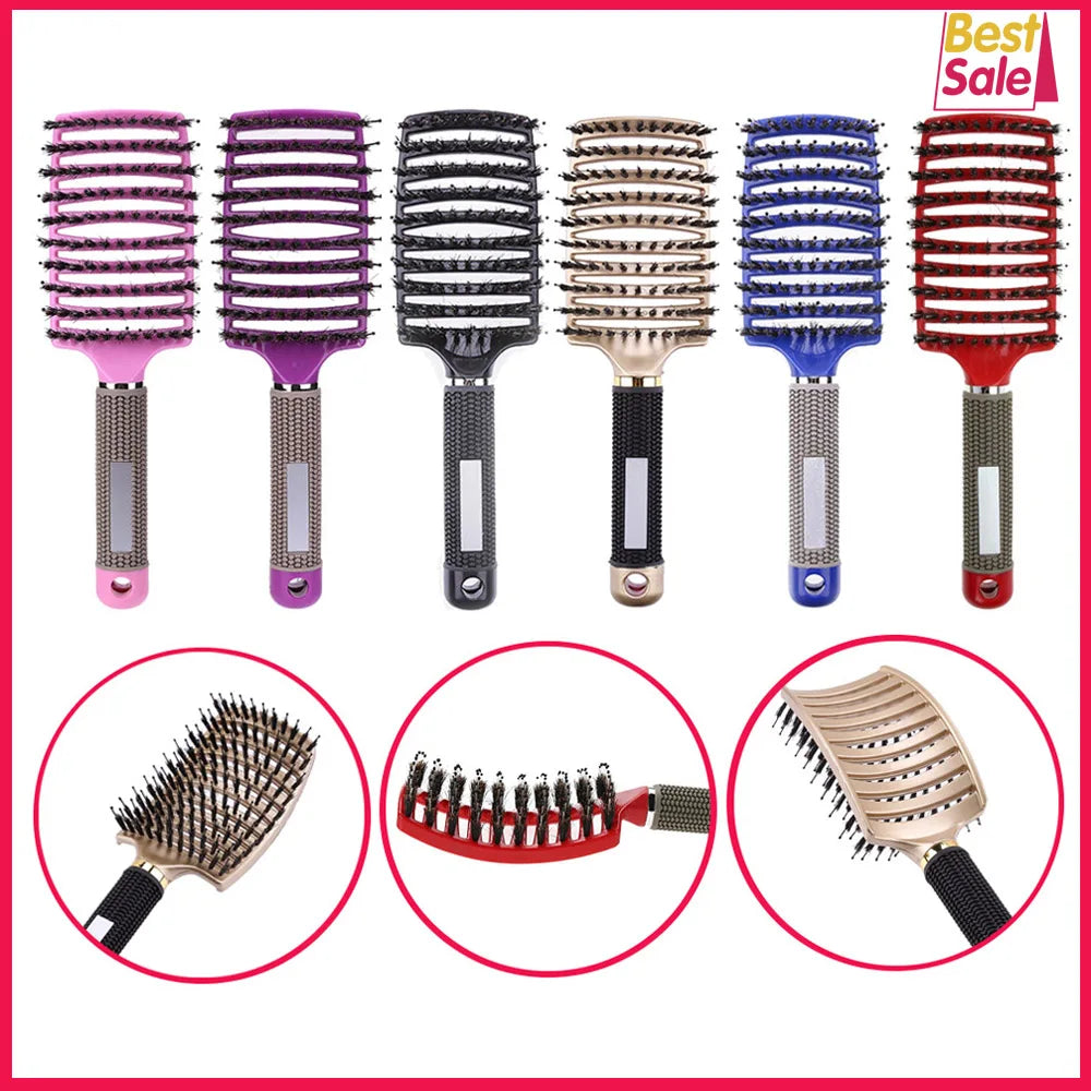 Hair Scalp Massage Comb Hairbrush Bristle Nylon Women Wet Curly Detangle Hair Brush for Salon Hairdressing Styling Tools