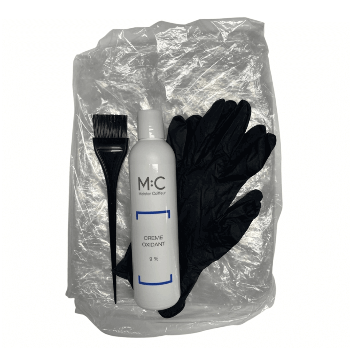Färbe-Zubehör Set (Oxy 9%, Handschuhe, Pinsel, Umhang)